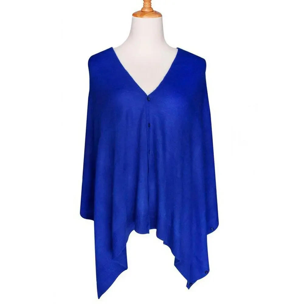 Blue Button Shawl Shrug Wrap 60